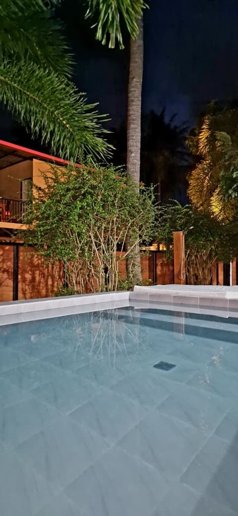 The pool at dusk